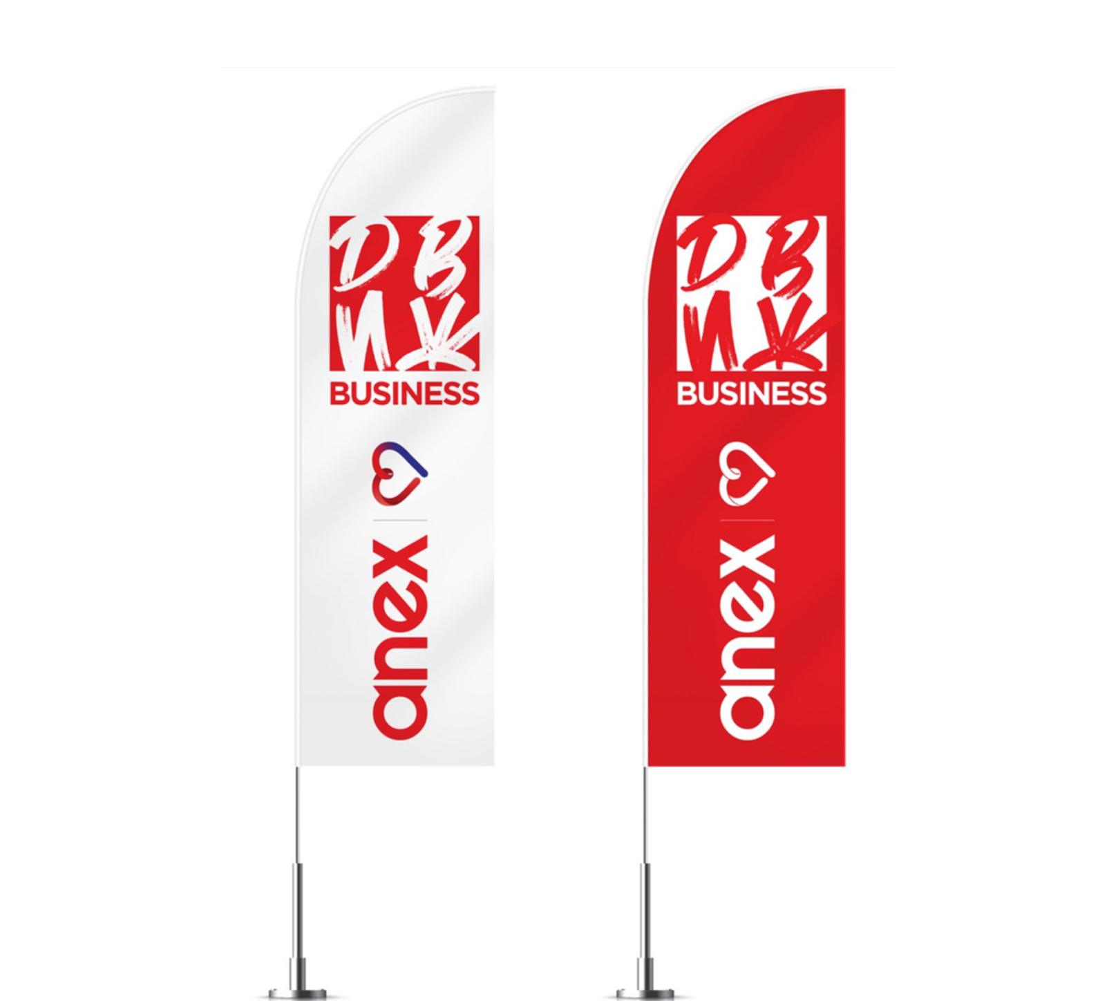 JAS Industries feather flag graphics — anex business